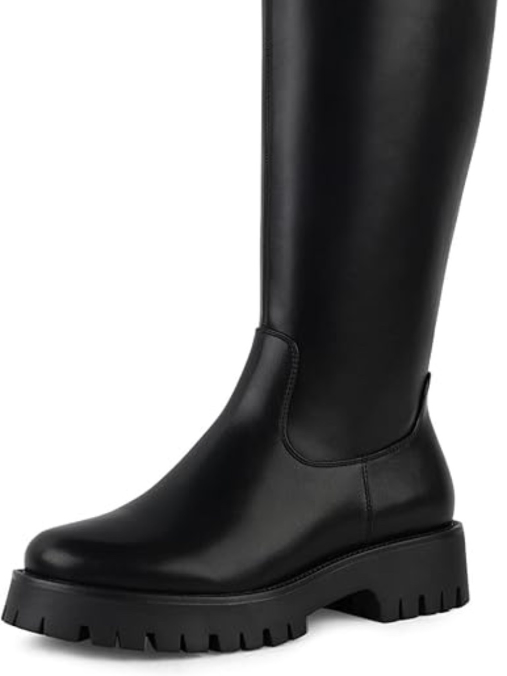 Knee High Boots for Women - Chunky Platform Round Toe Tall Boots Side Zipper